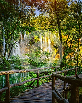 Beautiful view in Plitvice Lakes National Park. Croatia