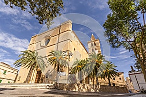 beautiful view of cathedra in Porreres, Mallorca, Spain photo