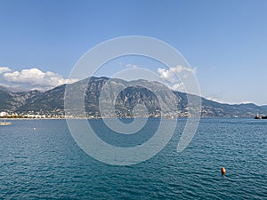 Beautiful view by the port of the seaside city Kalamata in Messenia, Peloponnese, Greece