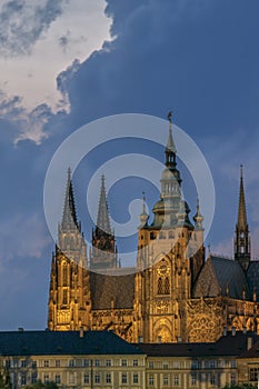 View on Old Town , Prague Castle Saint Vitus Cathedra. Prague, Czech Republic.European travel. photo