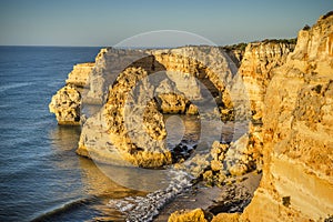 beautiful view of Praia da Marinha in Portugal