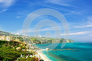 Beautiful view of the public beach in Tropea , sothern Italy