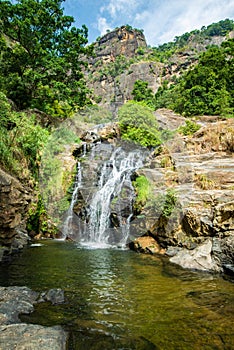 Beautiful view of Ravana Falls a popular sightseeing attraction in Ella, Sri Lanka.