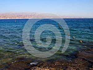 Beautiful view of The Red Sea Eilat - famous resort city on the red sea in Israel