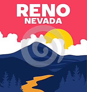 beautiful view in reno nevada with beautiful sky