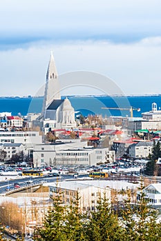 Beautiful view of Reykjavik winter in Iceland winter season photo