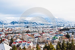Beautiful view of Reykjavik winter in Iceland winter season photo