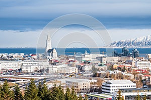 Beautiful view of Reykjavik winter in Iceland winter season photo