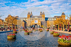 Beautiful view of the Rijksmuseum Amsterdam, Netherlands photo