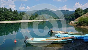 Beautiful view of the river Drina with two boats