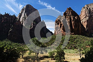 Beautiful view of the rock formation and canyon at Zion National Park, in the State of Utah