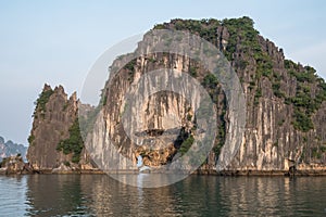 Beautiful view of rock island in Halong Bay, Vietnam.