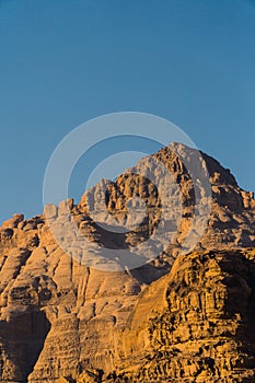 beautiful view of a rock in wadi rum desert, Jordan, middle east