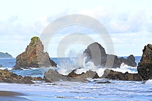 Beautiful view of a rocky beach photo