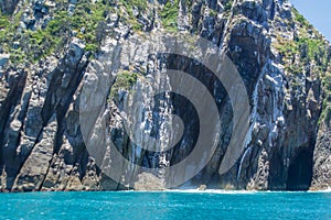 Beautiful view of the rocky shoreline of Arraial do Cabo in Rio de Janeiro, Brazil