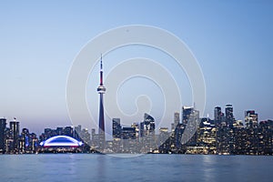 Beautiful view of Rogers Centre and CN Tower in Toronto