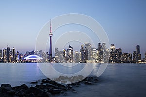 Beautiful view of Rogers Centre and CN Tower in Toronto