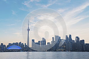 Beautiful view of Rogers Centre and CN Tower in Toronto