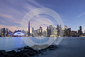 Beautiful view of Rogers Centre and CN Tower in Toronto