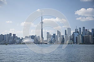 Beautiful view of Rogers Centre and CN Tower in Toronto