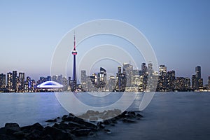 Beautiful view of Rogers Centre and CN Tower in Toronto