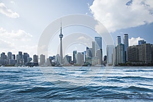 Beautiful view of Rogers Centre and CN Tower in Toronto