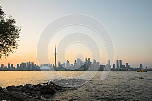 Beautiful view of Rogers Centre and CN Tower in Toronto