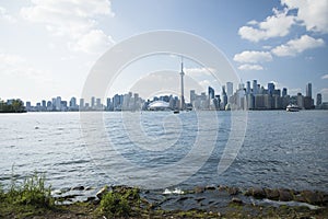 Beautiful view of Rogers Centre and CN Tower in Toronto