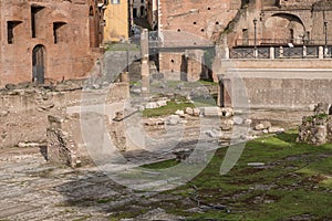 Beautiful view of Rome in Italy. Ancient historical ruins, famous monuments, alley`s and streets