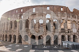 Beautiful view of Rome in Italy. Ancient historical ruins, famous monuments, alley`s and streets