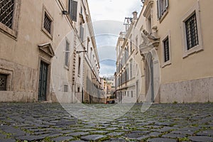 Beautiful view of Rome in Italy. Ancient historical ruins, famous monuments, alley`s and streets