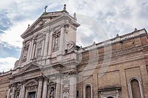 Beautiful view of Rome in Italy. Ancient historical ruins, famous monuments, alley`s and streets