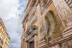 Beautiful view of Rome in Italy. Ancient historical ruins, famous monuments, alley`s and streets