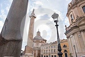 Beautiful view of Rome in Italy. Ancient historical ruins, famous monuments, alley`s and streets