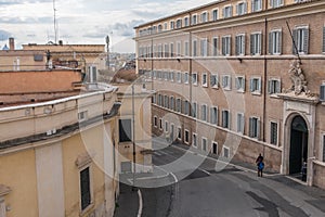 Beautiful view of Rome in Italy. Ancient historical ruins, famous monuments, alley`s and streets