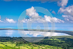 Beautiful view of the Rounded Lagoon from the Rounded Mountain at Miches, Dominican Republic. photo