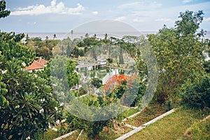 Beautiful view of the Royal water palace in Taman Ujung park