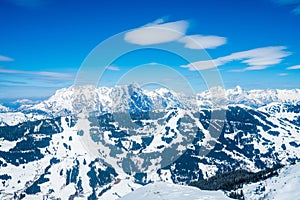 Beautiful view of the Saalbach ski resort during winter time