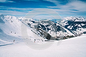 Beautiful view of the Saalbach ski resort during winter time