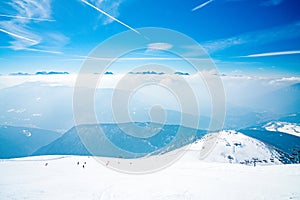 Beautiful view of the Saalbach ski resort during winter time