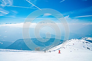 Beautiful view of the Saalbach ski resort during winter time