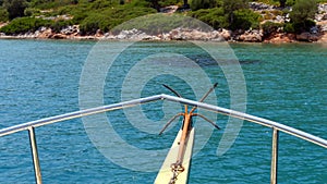 Beautiful view of sailing yacht into Marmaris. Selimiye. Aegean sea. Turkey