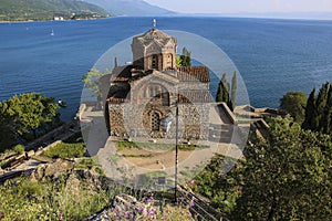 Beautiful view of Saint John at Kaneo, macedonian orthodox church, Ohrid, Republic of North Macedonia