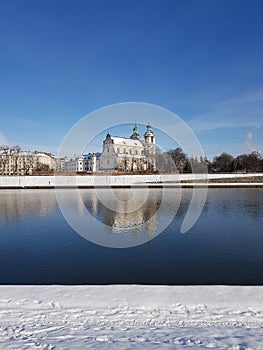 Beautiful view of Saint Michael the Archangel and Saint Stanislaus the Bishop and Martyr Basilica.