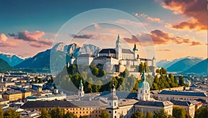 Beautiful view Salzburg Austria vacation architecture cityscape building downtown