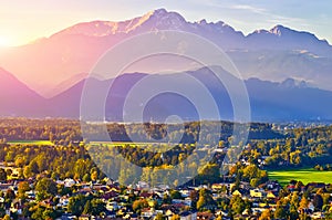 Beautiful view of Salzburg with Festung Hohensalzburg at sunset, panorama Salzburg, Salzburger Land, Austria