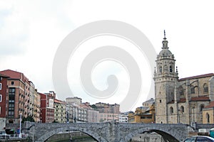 Beautiful view of the San Anton Bridge in Bilbao, Spain