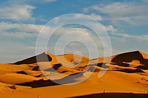 Beautiful view of sand dunes in the Sahara desert, Morrocco photo