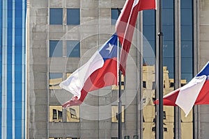 Chilean Flags in front of La Moneda Palace - Santiago, Chile photo
