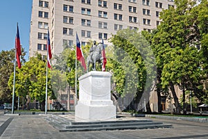 Jose Miguel Carrera General Statue at Bulnes Square - Santiago, Chile photo